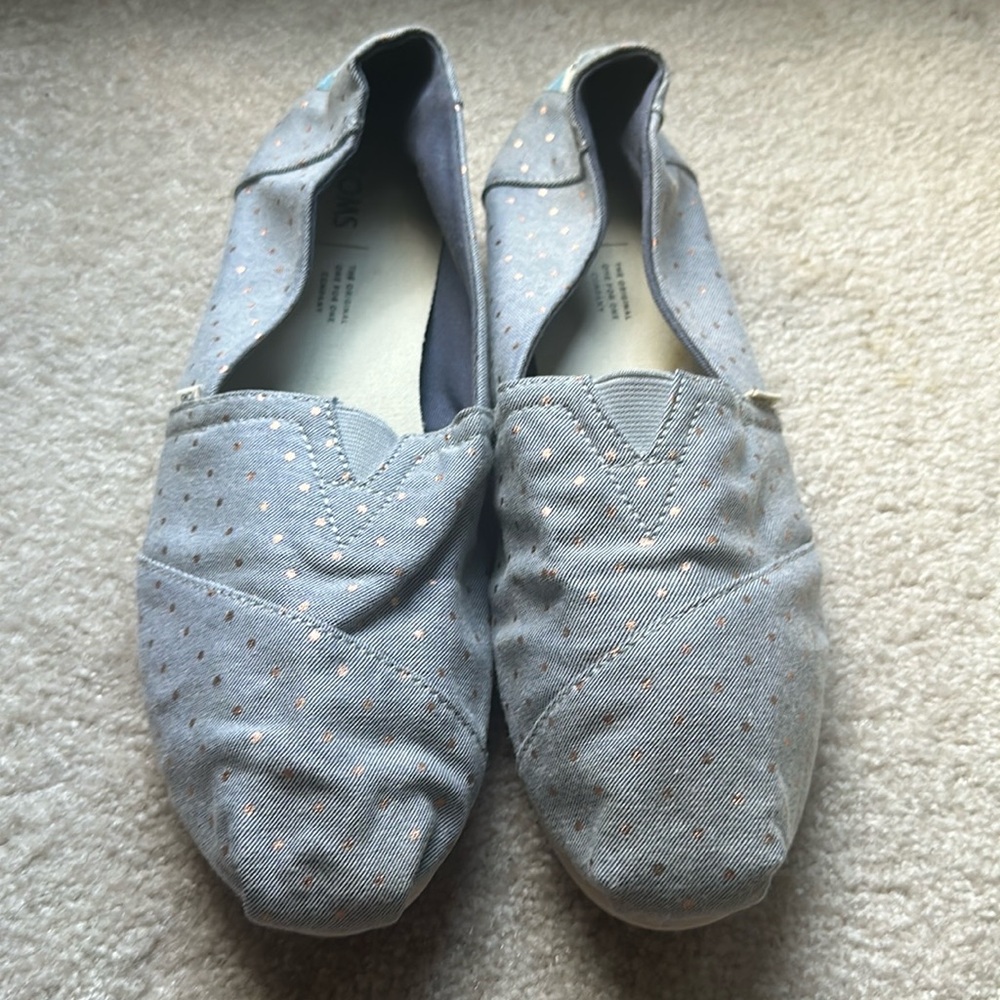 Toms polka dot metallic canvas flats